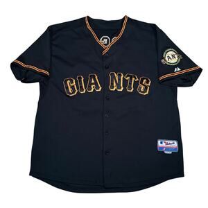 San Francisco Giants Buster Posey 28 Majestic Jersey Black MLB Authentic Size 50